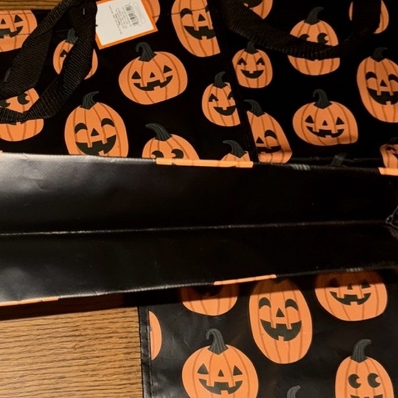 Pumpkin Theme Halloween Reusable Tote Bags Set of (2) - Picture 5 of 6